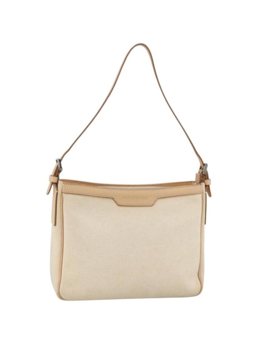 BURBERRY Shoulder Bag Canvas Light Beige Silver